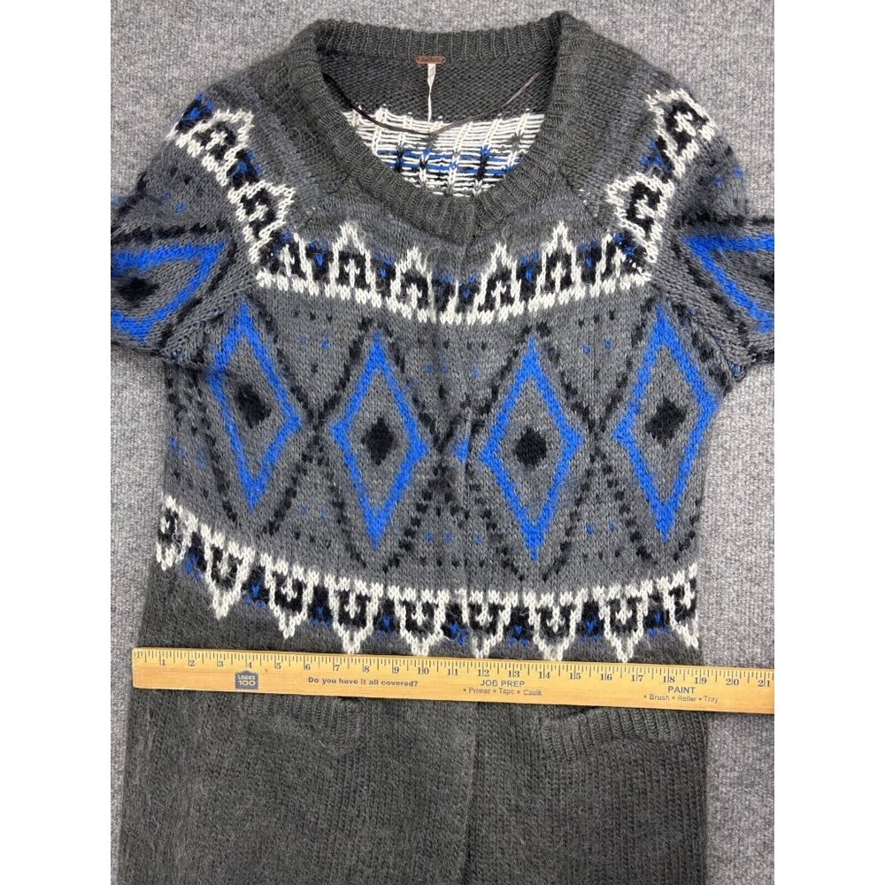 Free People Gray Blue Fair Isle Open Cardigan - Picture 7 of 9